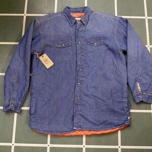 Men's Casual Denim Button-Down Shirt Jacket - Blue